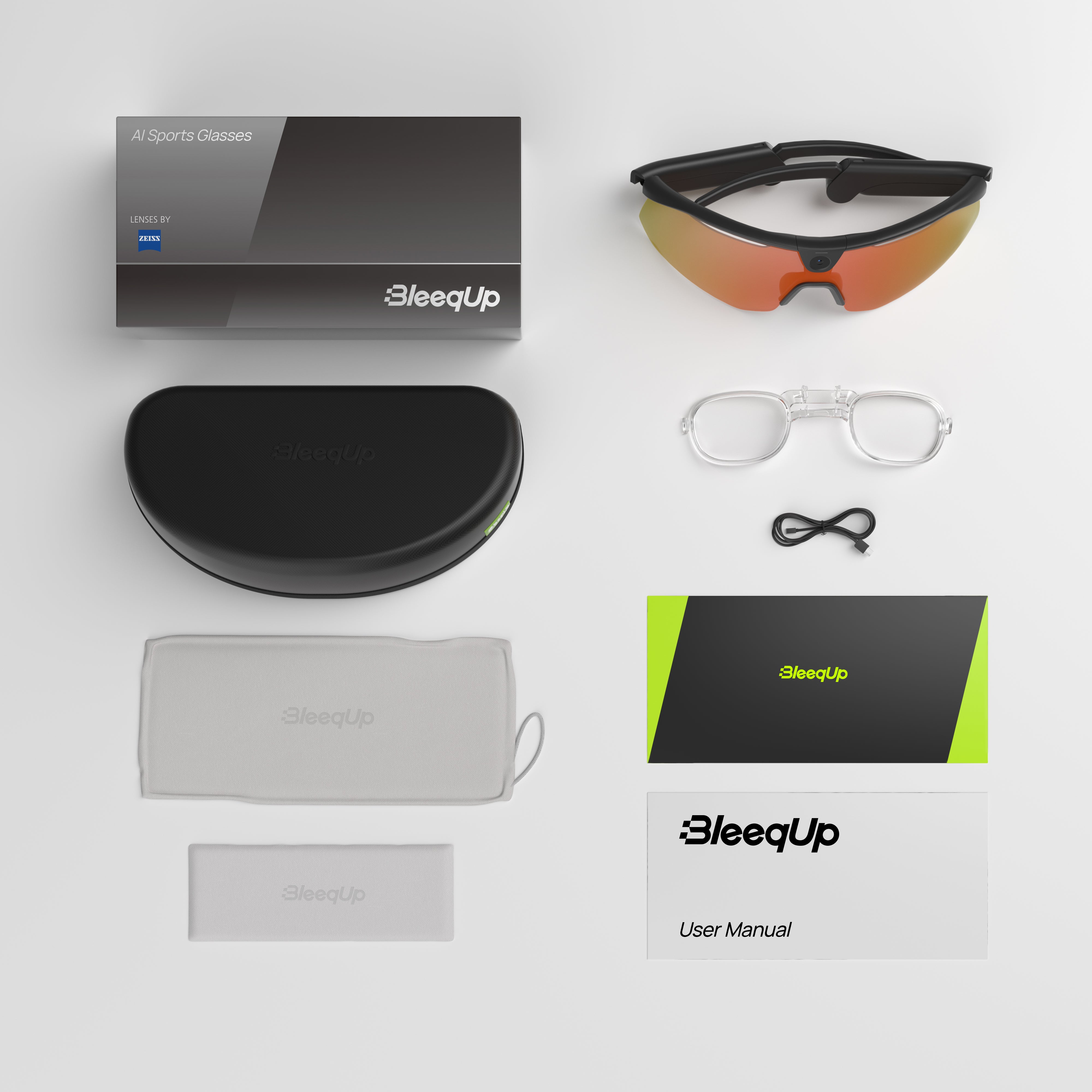 نظارات BleeqUp Ranger AI الرياضية المزودة بكاميرا - عدسات من Zeiss