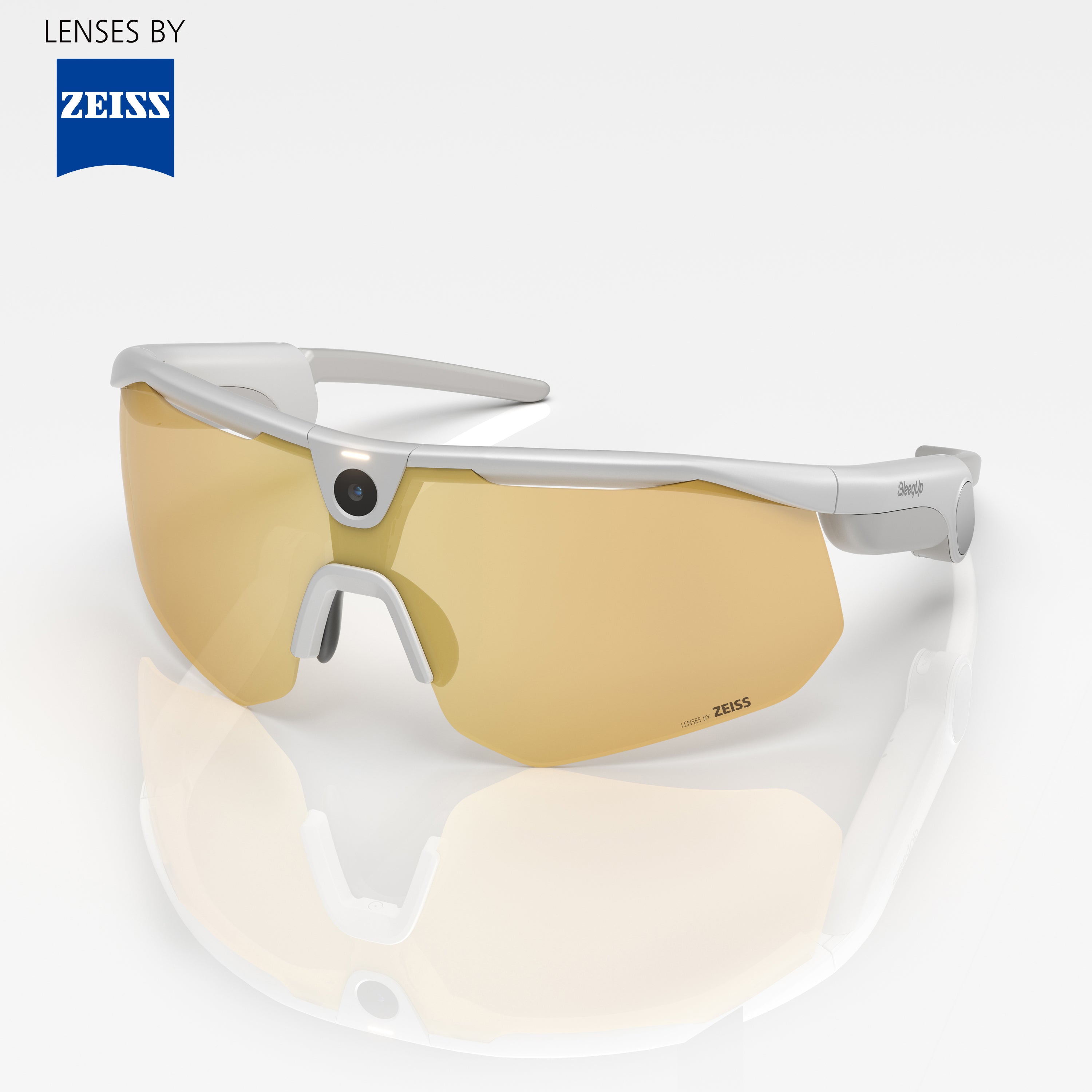 نظارات كاميرا رياضية BleeqUp Ranger AI (إطار أبيض) - عدسات من Zeiss