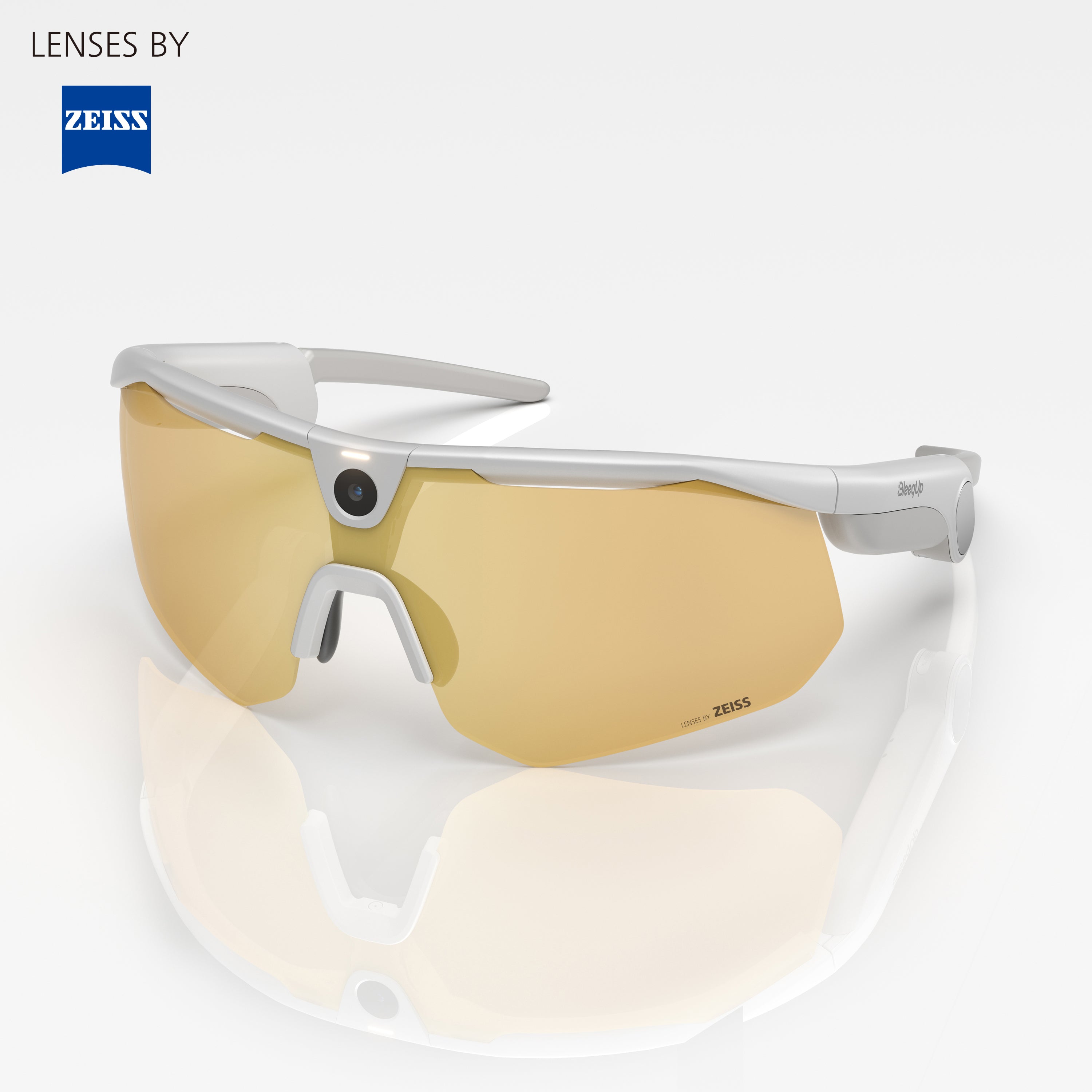 نظارات كاميرا رياضية BleeqUp Ranger AI (إطار أبيض) - عدسات من Zeiss