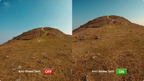 BleeqUp Rover EIS stabilization comparison of a hillside scene