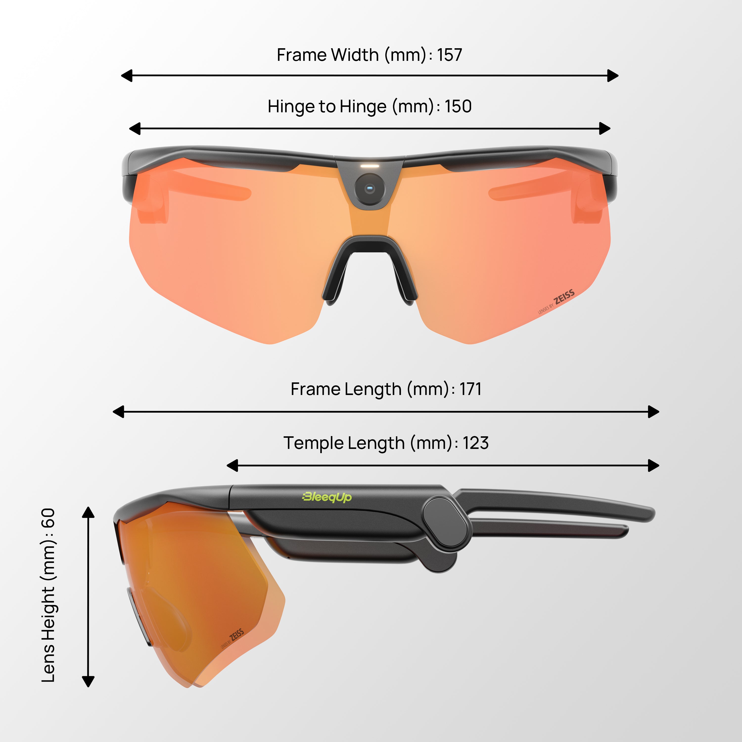 نظارات BleeqUp Ranger AI الرياضية المزودة بكاميرا - عدسات من Zeiss
