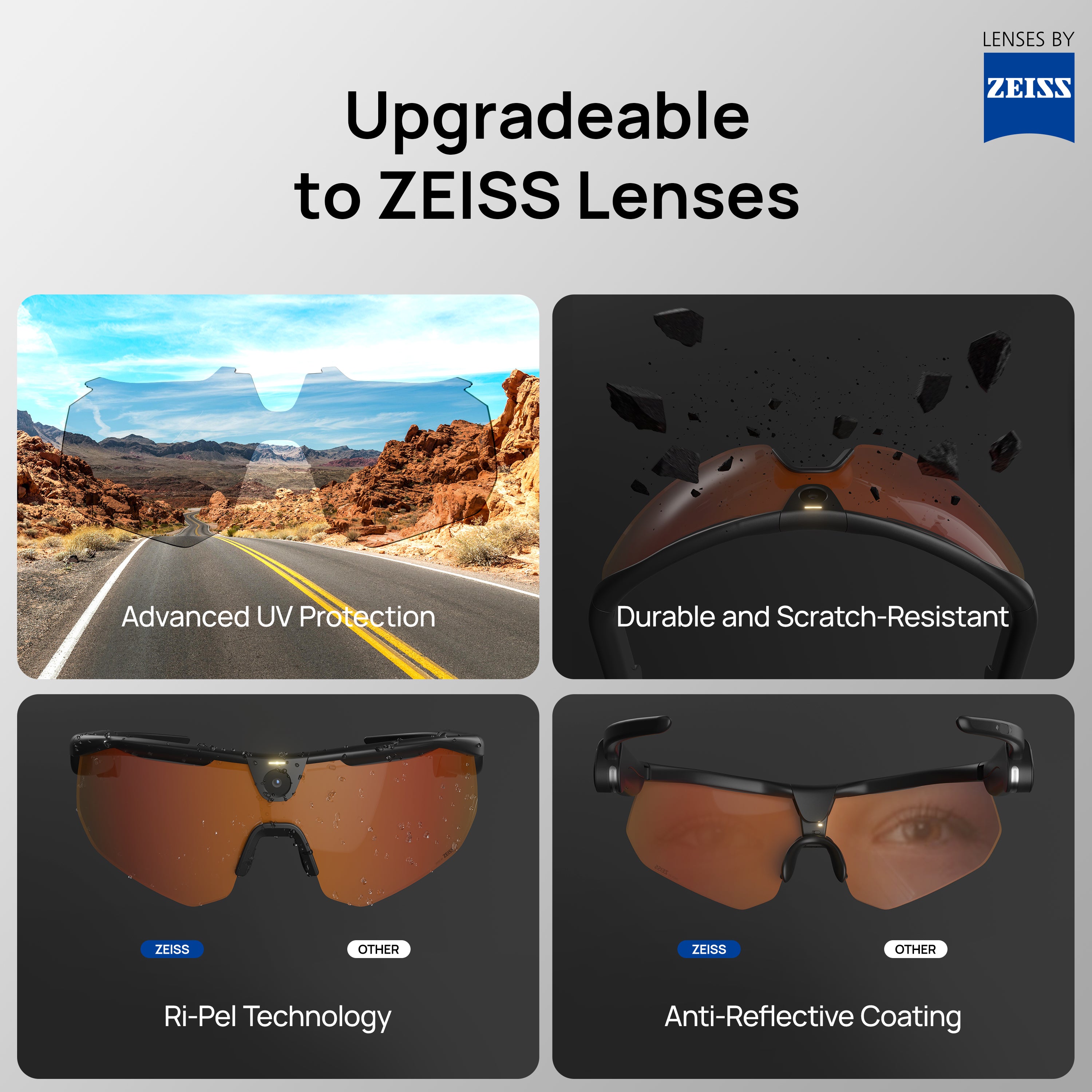 نظارات BleeqUp Ranger AI الرياضية المزودة بكاميرا - عدسات من Zeiss