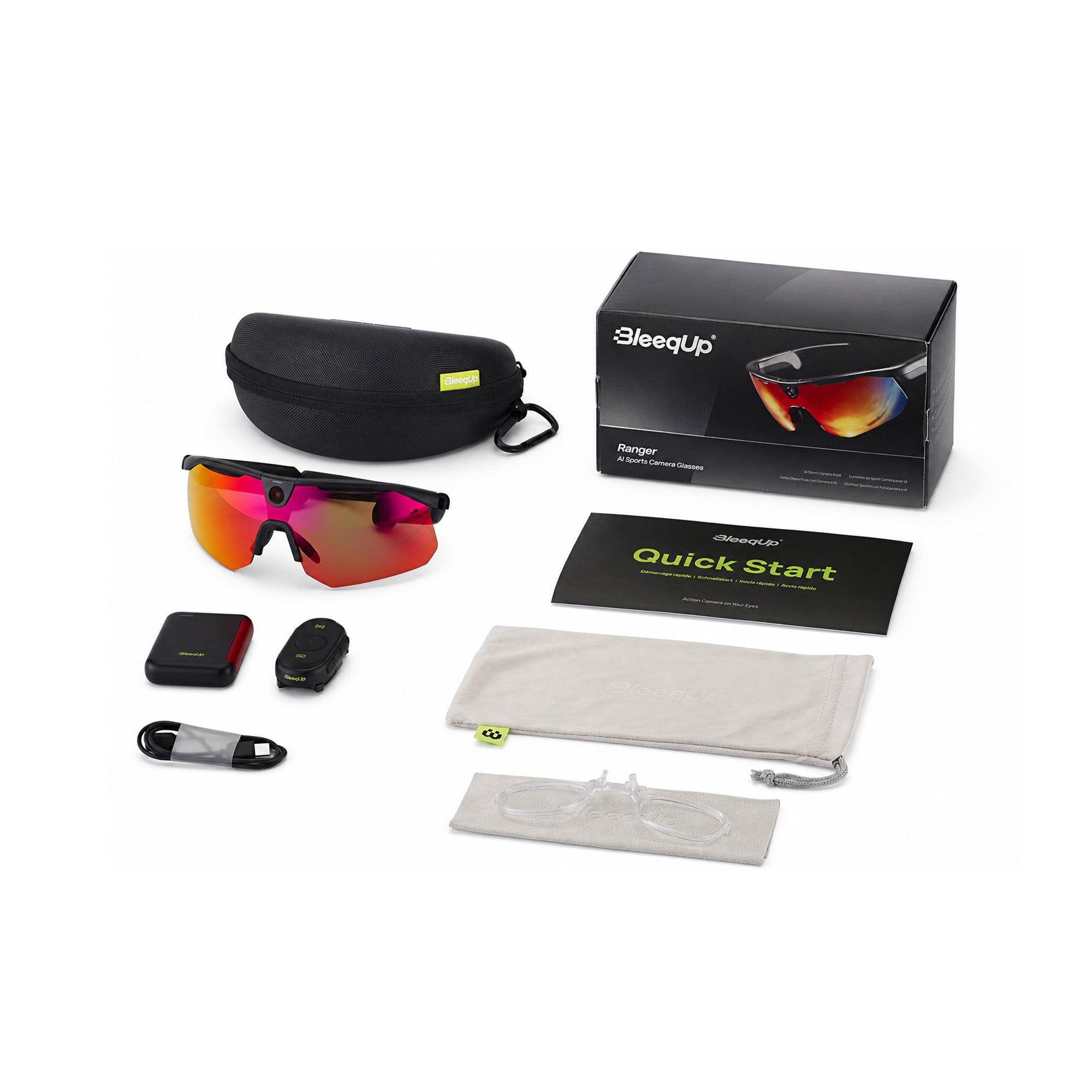 BleeqUp Ranger AI Sports Camera Glasses – Ultimate Bundle